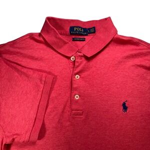 Polo Ralph Lauren Mens Custom Slim Fit Polo Shirt Large Heather Red Pink Pony